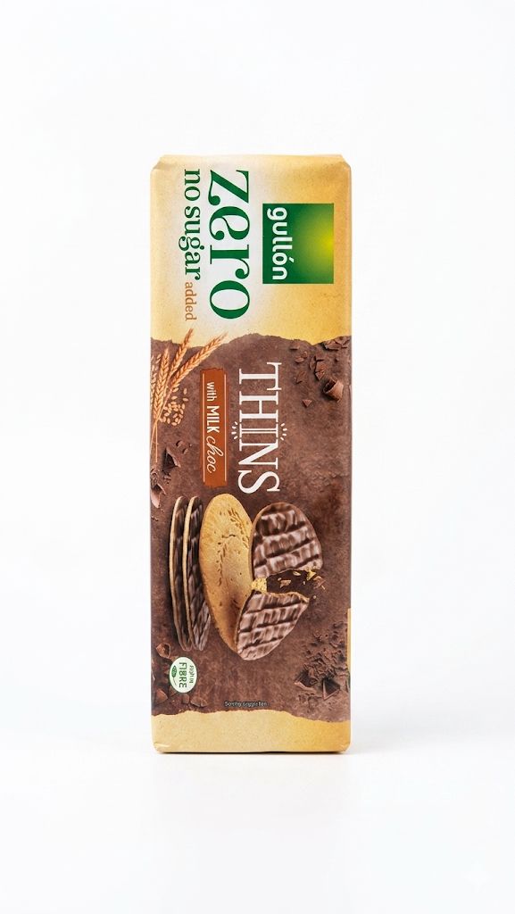 gullon no sugar added thins with milk choc 150g