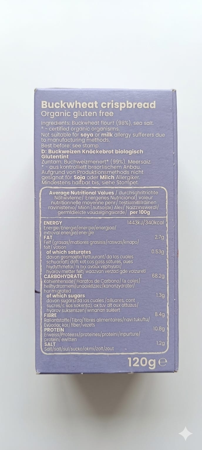 Amisa Organic Buckwheat Crispbread 120g