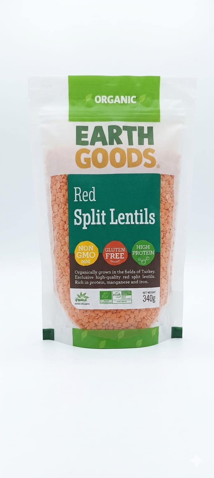 Earth Organic Red Split Lentils 340g