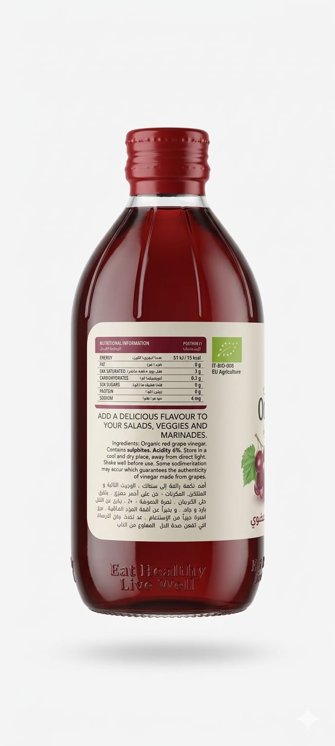 Organic Larder red grape Vineger 500ML