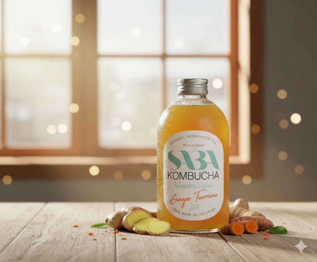 SABA Organic Ginger Turmeric Kombucha