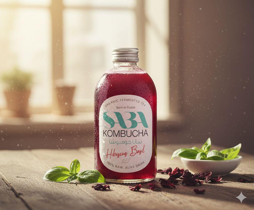 SABA Organic Hibiscus Basil Kombucha