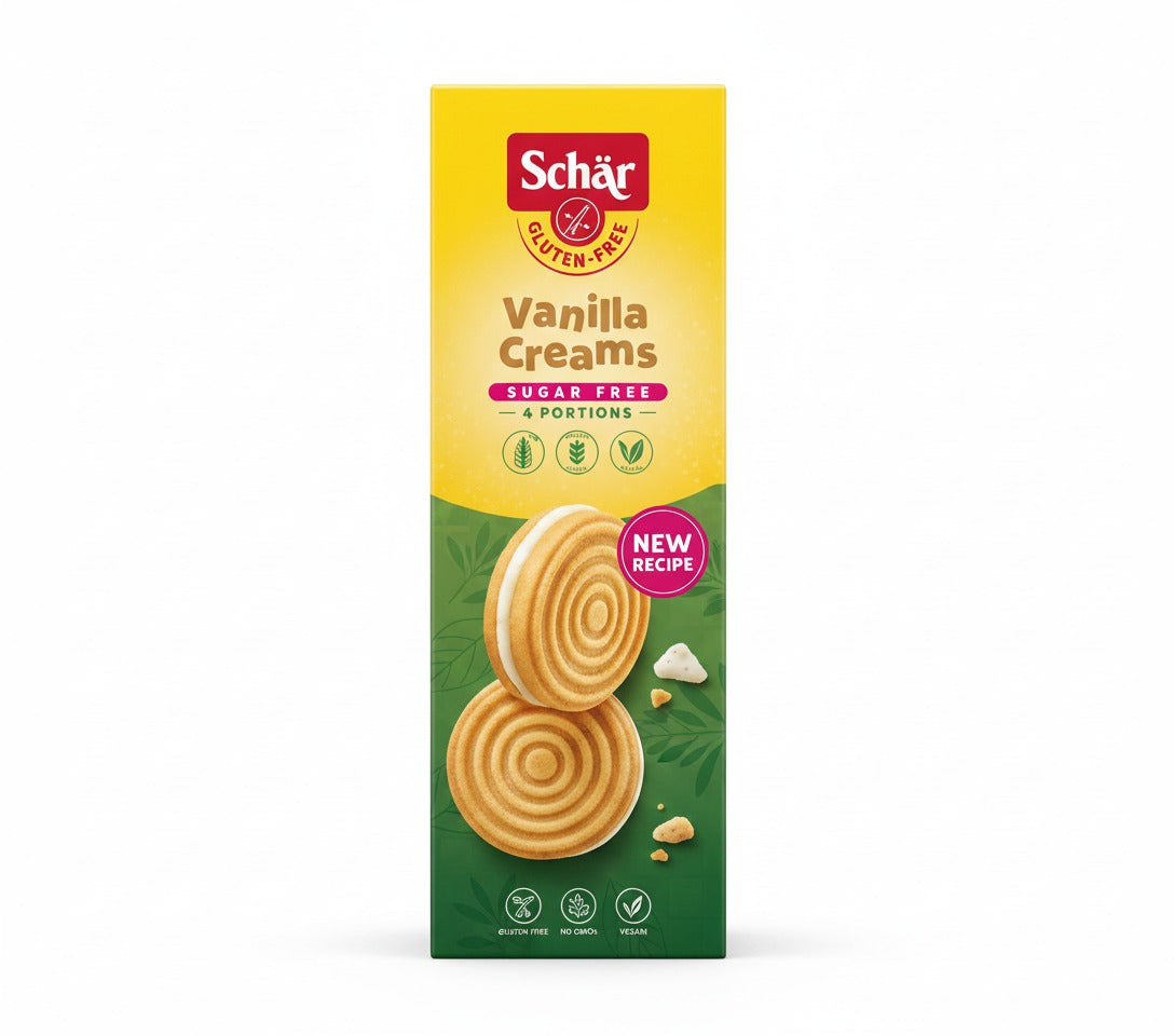 Schär Vanilla Creams – Gluten-Free Sugar-Free Sandwich Biscuits (4 Portions)