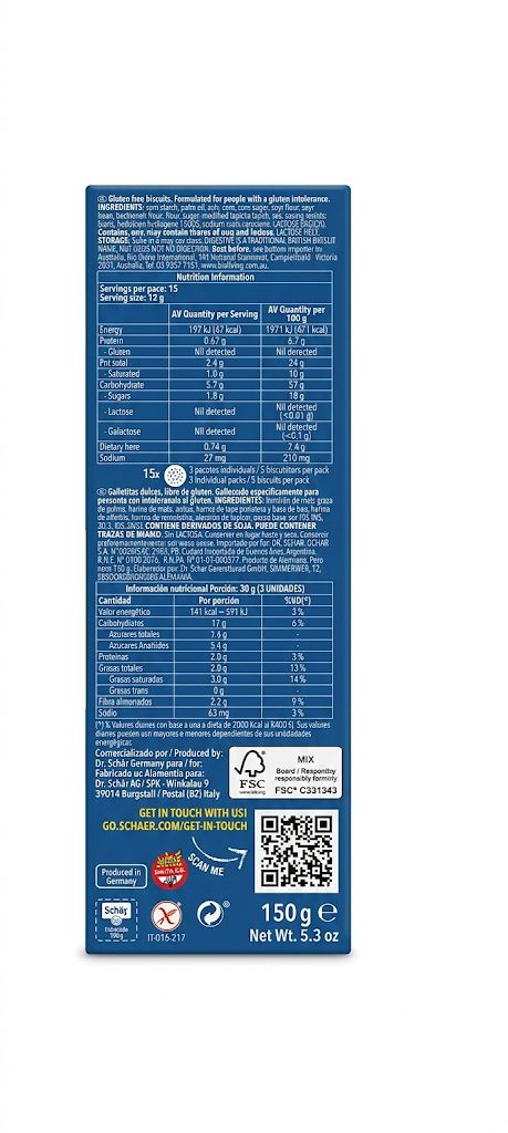Schär Gluten-Free Digestive Biscuits 150g