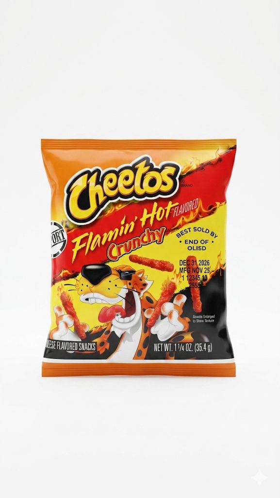 Cheetos Flamin’ Hot Crunchy Cheese Flavored Snacks – Spicy Crunch Corn Puffs 1.25 OZ - Export