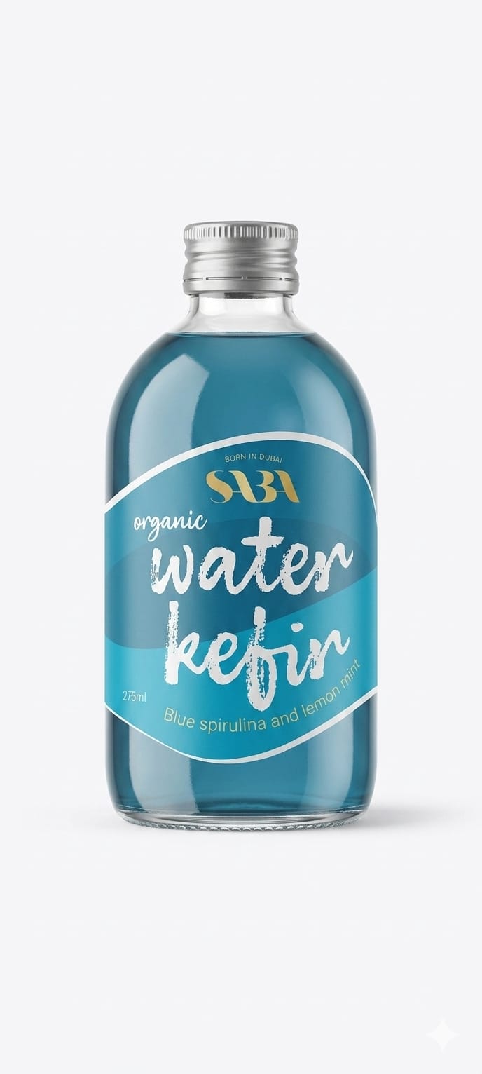 SABA Organic Water Kefir blue spirulina and lemonmint 275ml
