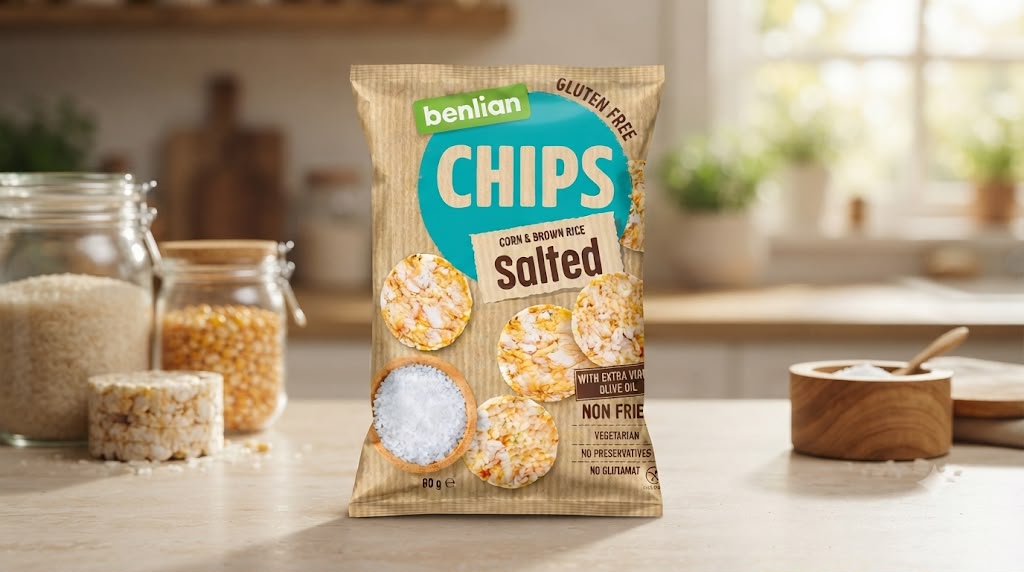 Benlian Chips Corn&Brown Rice Salted 60g