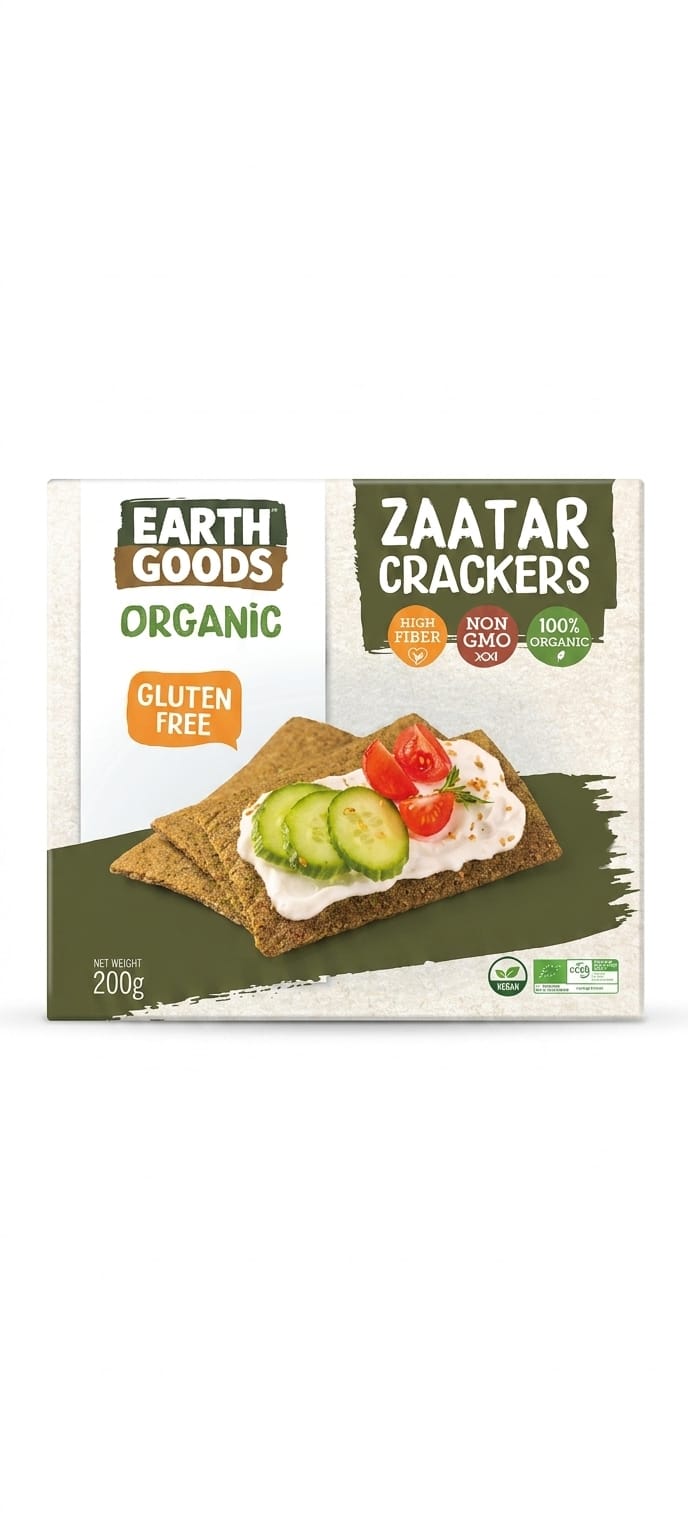 Earth Goods Organic Zaatar Crackers 200g – Gluten Free & Non-GMO