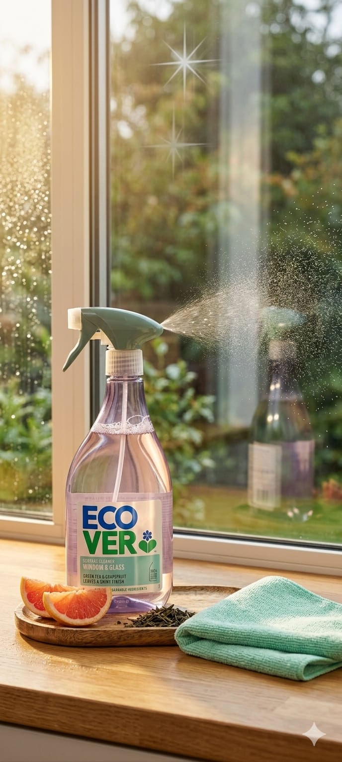 Ecover Window & Glass Cleaner Green Tea & Grapefruit 500ml – Streak-Free Shine