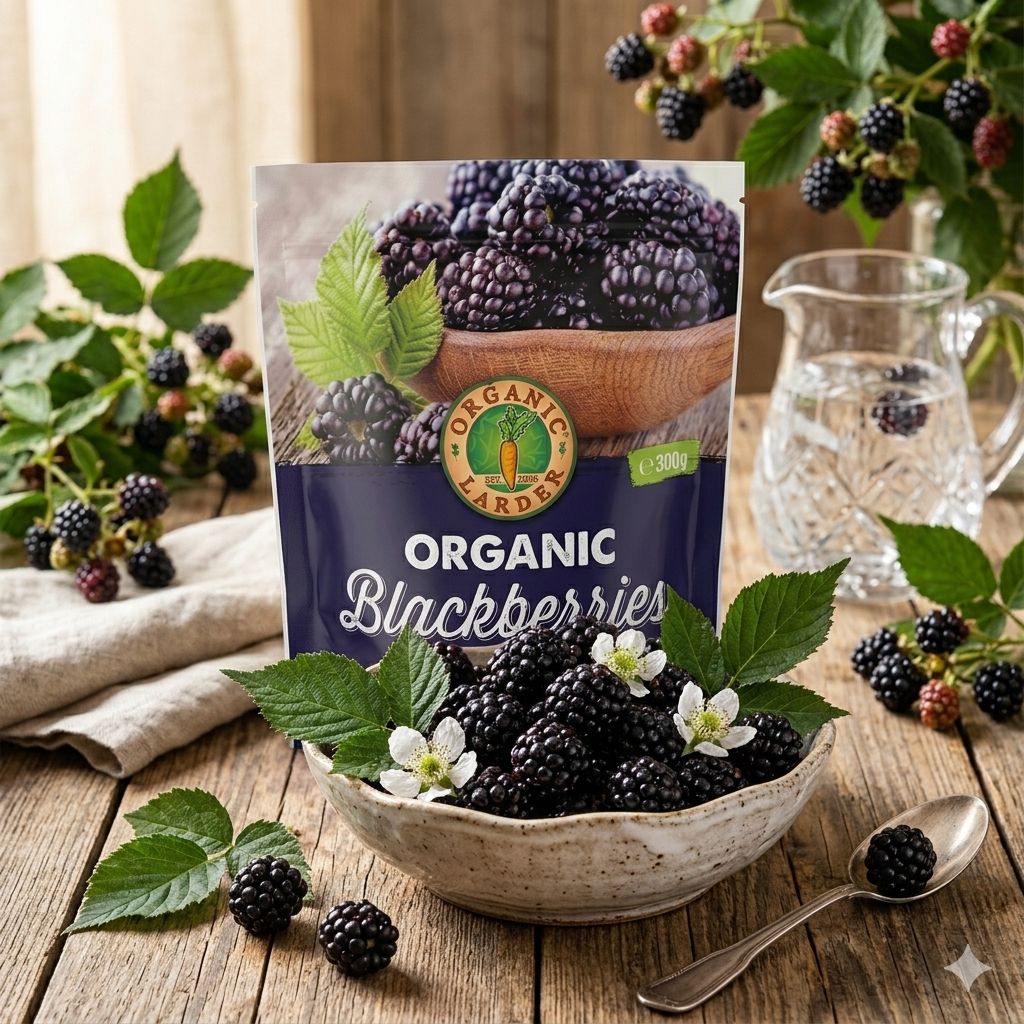 Organic Larder Organic Blackberries 300g – Individually Quick-Frozen IQF