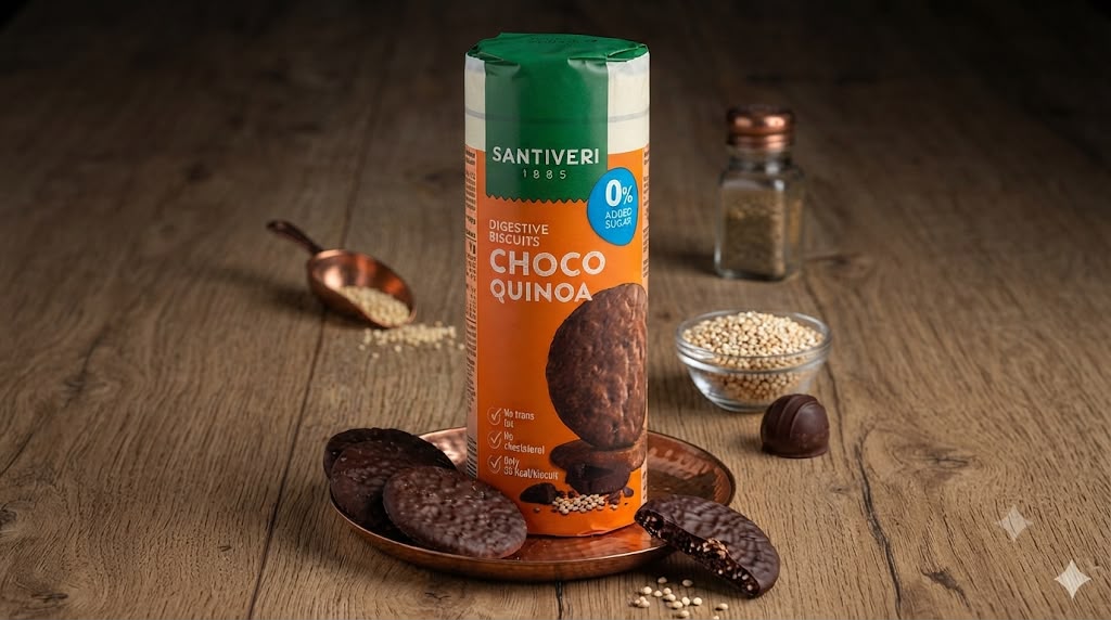 Santiveri Digestive Wholemeal Biscuits with Chocolate and Quinoa 175g