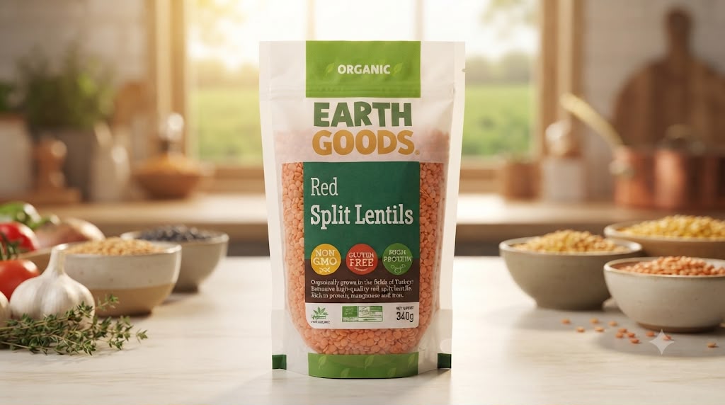 Earth Organic Red Split Lentils 340g