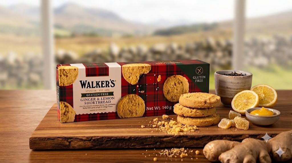 walker's gluten free ginger and lemon short bread 140g