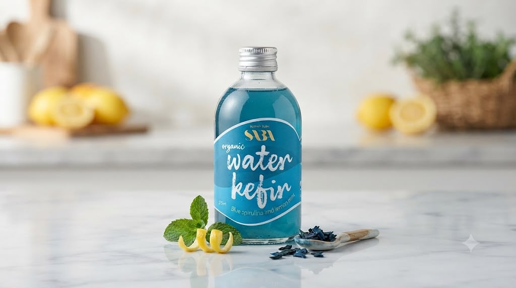 SABA Organic Water Kefir blue spirulina and lemonmint 275ml