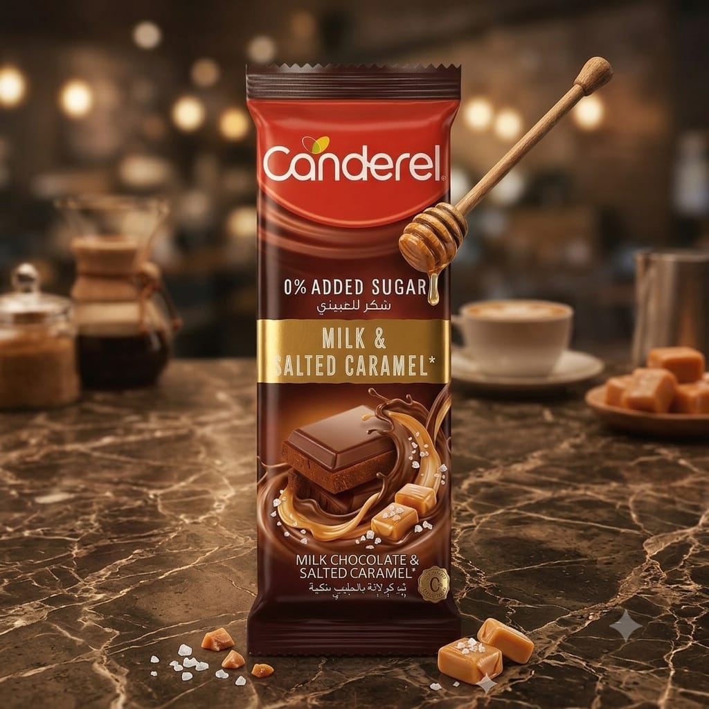 Canderel 0% added sugar Milk&Salted Caramel chocolate 100g
