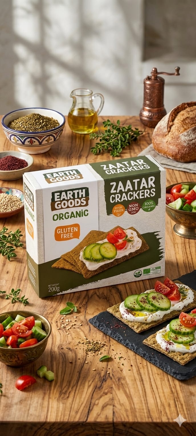 Earth Goods Organic Zaatar Crackers 200g – Gluten Free & Non-GMO