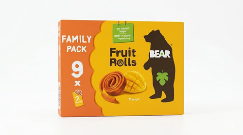 BEAR Fruit Rolls Mango Family Pack 9x2 Rolls 180g – No Added Sugar, Natural Ingredients