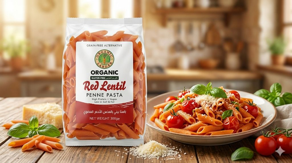 Organic Larder Red Lentil Penne pasta 300g