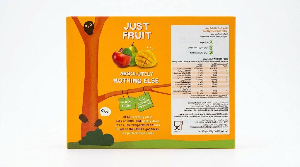 BEAR Fruit Rolls Mango Family Pack 9x2 Rolls 180g – No Added Sugar, Natural Ingredients