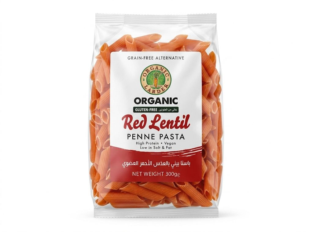 Organic Larder Red Lentil Penne pasta 300g
