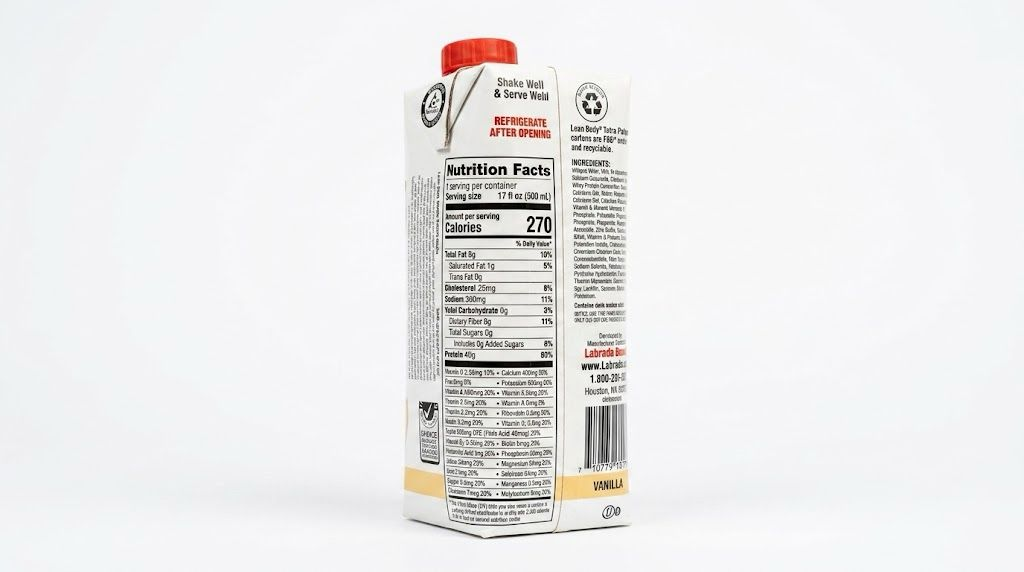 Lean Body Vanilla Protein Shake 500ml – 40g Protein, 0g Sugar
