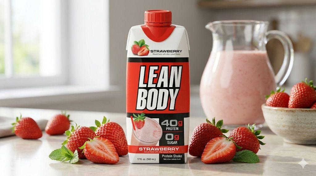 Lean Body Strawberry Protein Shake 500ml – 40g Protein, 0g Sugar