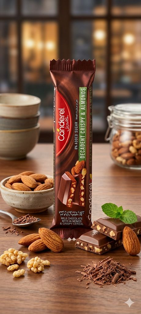 Canderel 0% added sugar Decadent Crispy & Almonds chocolate 27g