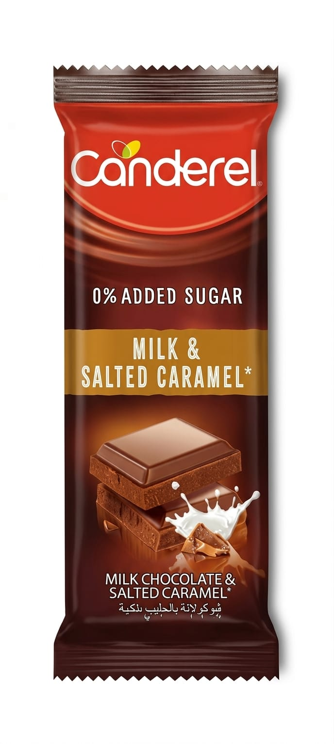 Canderel 0% added sugar Milk&Salted Caramel chocolate 100g