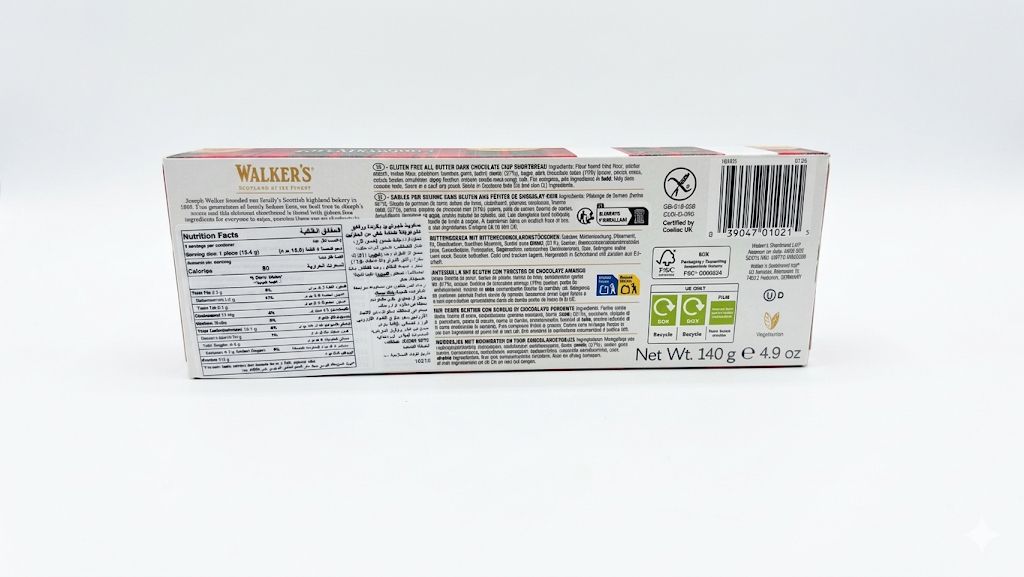 walker's gluten free choco chip short bread 140g